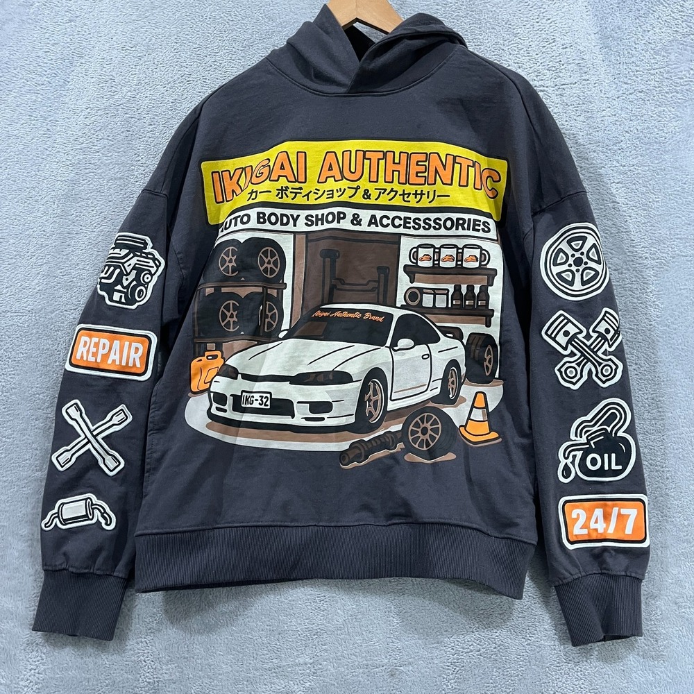 Ikigai Authentic BrandMakers Mens Medium Japan Tokyo Full Zip Hoodie Car Graphic